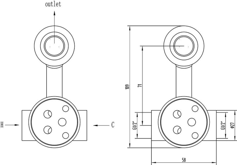 Гигиенический душ Milacio Vitoria MC.800.BBR со смесителем, С ВНУТРЕННЕЙ ЧАСТЬЮ - 2