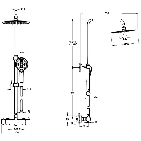 Душевая система Vitra AquaHeat хром A47201EXP - 2