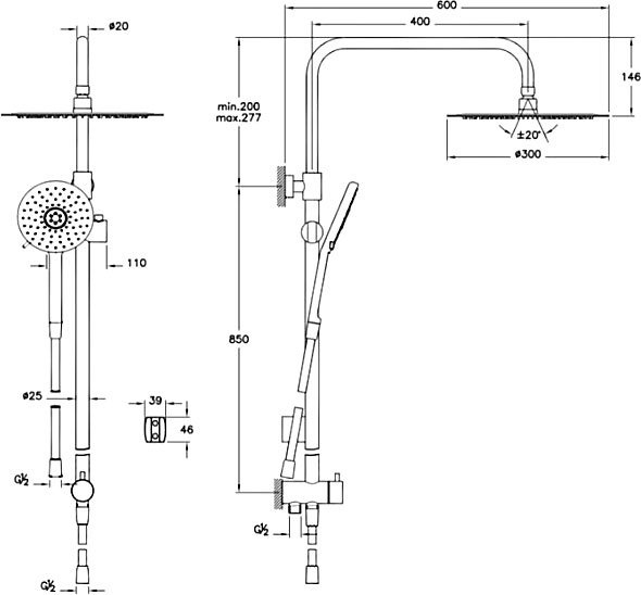 Душевая стойка VitrA Lite LC A45700EXP - 1