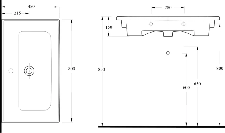 Раковина встраиваемая beWash Ontario 80 белый глянец 35831101 - 1