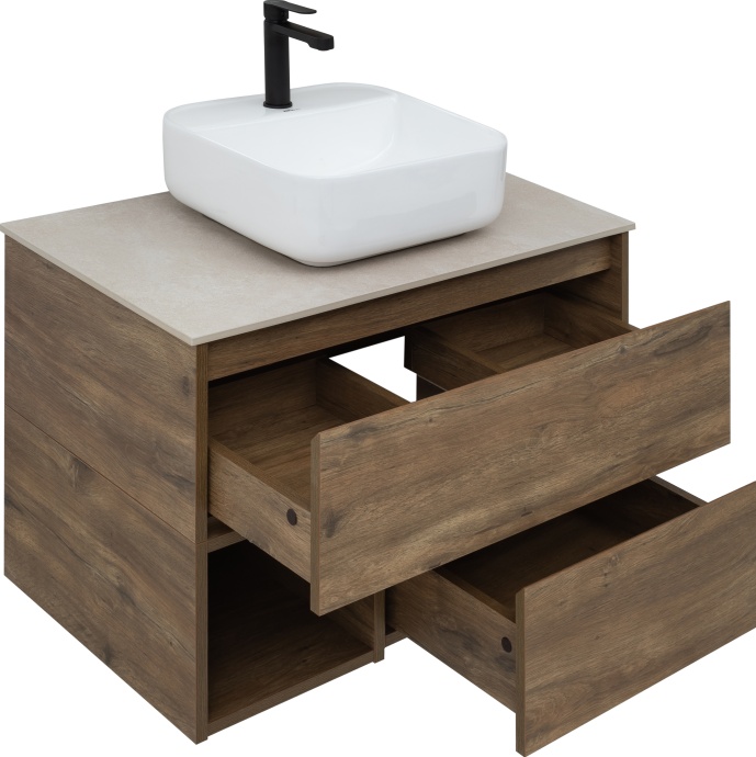 Тумба с раковиной STWORKI Карлстад 75 дуб рустикальный, простоун беж 425315 - 5