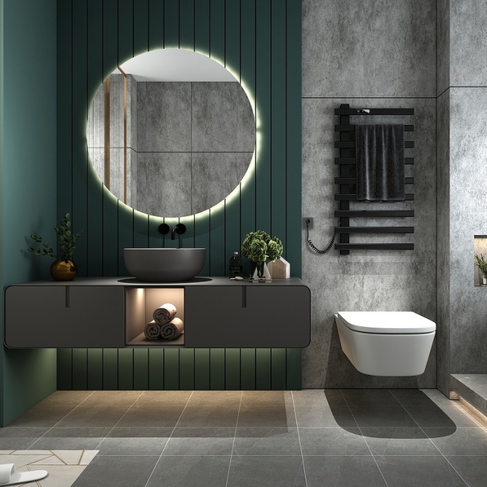 Полотенцесушитель электрический Black&White Moon 92х48 черный матовый 355BI - 3