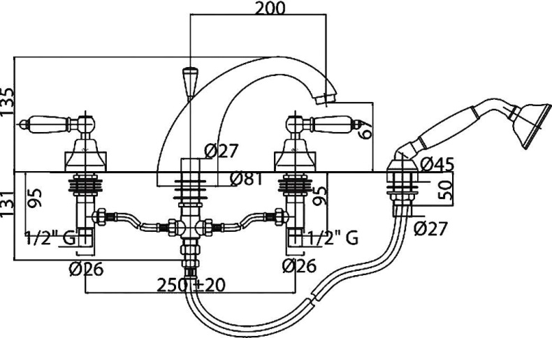 Смеситель Cezares First FIRST-BVD-01-Bi на борт ванны - 1