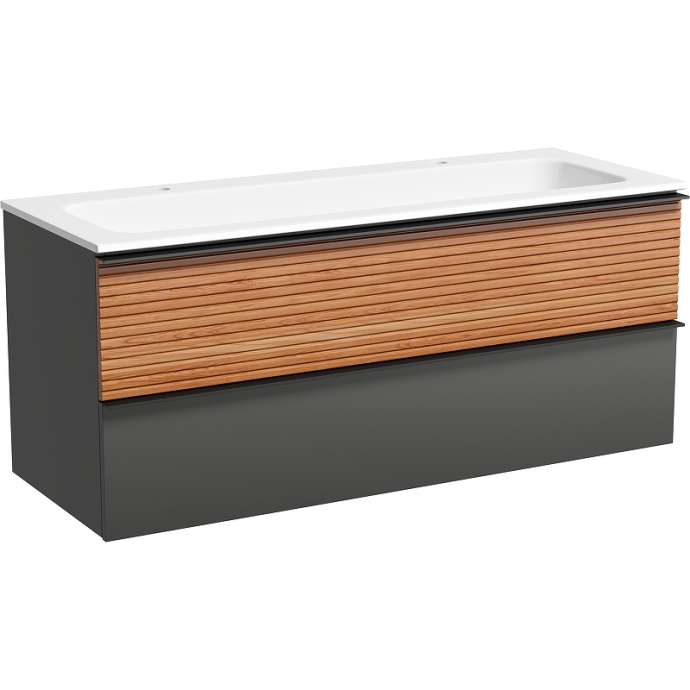 Тумба под раковину Sancos Delta 119х44 серая - светлое дерево DL120GR - 0