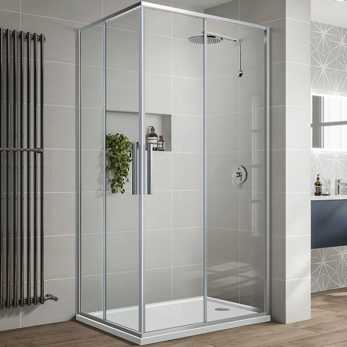 Душевой уголок Vincea Slim-U 100х80 хром стекло прозрачное VSS-2SU8010CL - 0