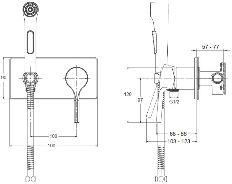 Гигиенический душ Jacob Delafon Elate со смесителем E25838-CP - 5
