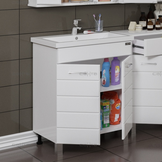 Тумба с раковиной напольная Санта Омега 70 белый - 1