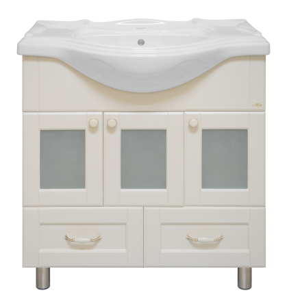 Тумба с раковиной Misty Латте 85 бежевая глянцевая УТ000010191 - 0