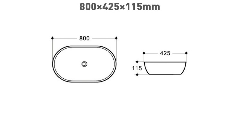 Раковина керамическая накладная AM2400 - 1