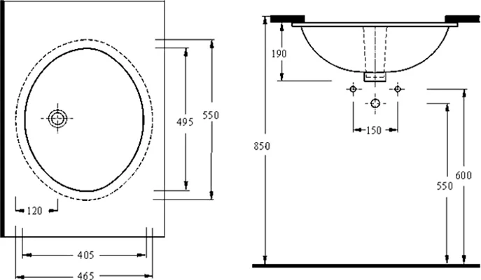 Раковина встраиваемая beWash Balaton 55 белый 91551001 - 2