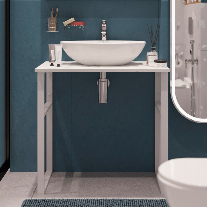 Консоль DIWO Элиста 80 белый мрамор, с раковиной Moduo 55 Leaf 555090 - 0