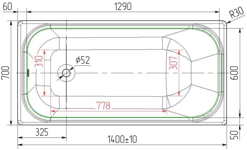 Чугунная ванна Универсал Ностальжи 140x70 см, пристенная, на ножках 4607152361681  - 2
