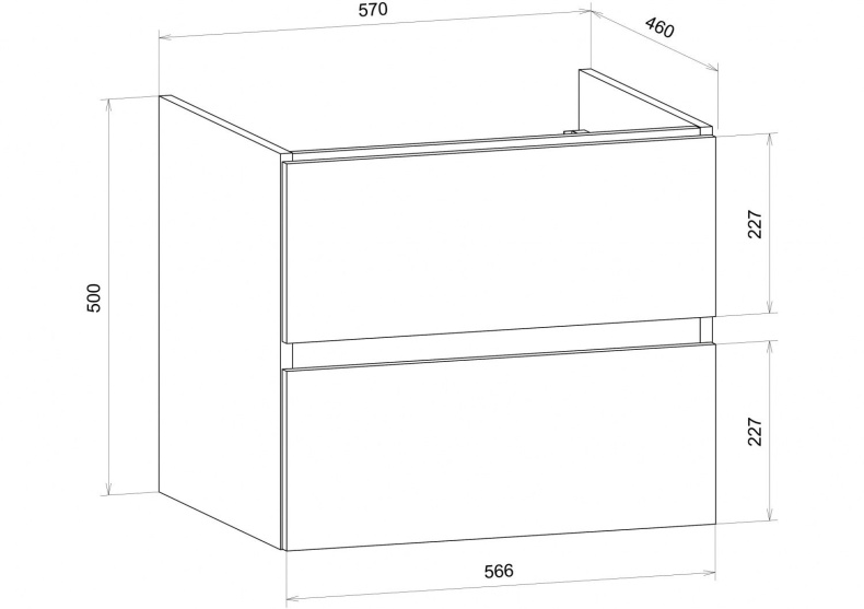 TECHNO База под раковину подвесная с двумя выкатными ящиками,Монти мрамор AM-Techno-600-2C-SO-MR960 - 4