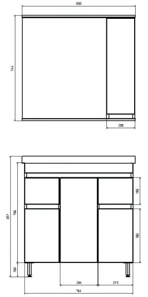 Тумба под раковину Марко 80-3.2 10731 - 3