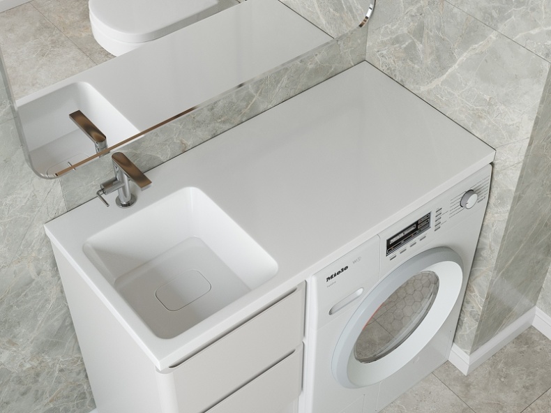 Раковина Stella Polar Kamilla 100 L на стиральную машину белый 4627173210577 - 3