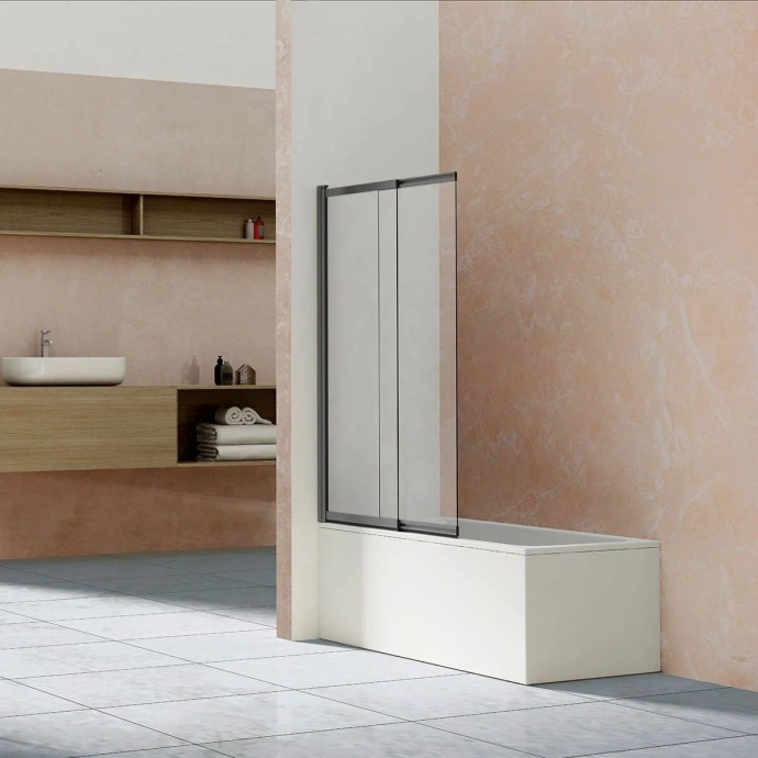 Шторка на ванну Vincea 100х145 профиль сталь стекло прозрачное VSB-1E100CLGM - 0