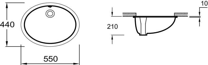 Раковина Jacob Delafon Caxton E2211-0 встраиваемая снизу - 2