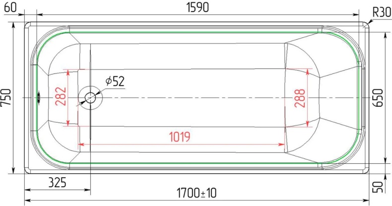 Чугунная ванна Универсал Ностальжи 170x75 см, пристенная 4607152360073  - 3
