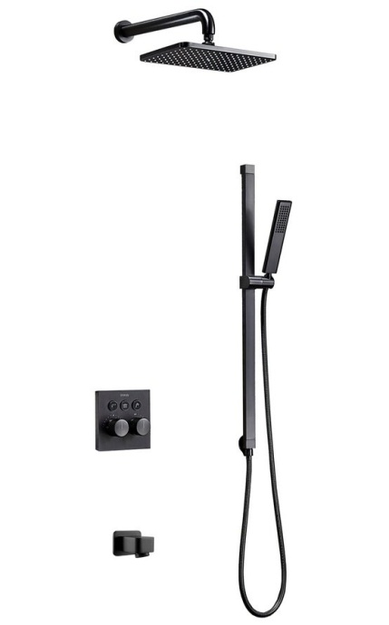 Душевой комплект встраиваемый Black&White Universell черный 7567GCs - 0