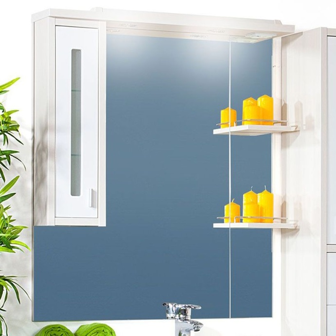 Зеркало-шкаф Бриклаер Бали 90 светлая лиственница, белый глянец, L 4627125412035 - 0