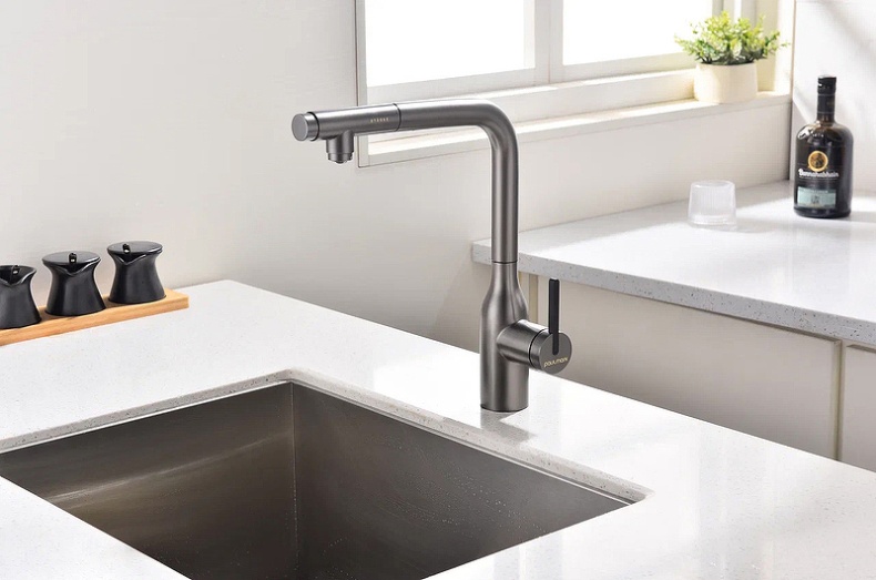 Смеситель для кухни Paulmark Viper серый матовый Vi213105-B - 5