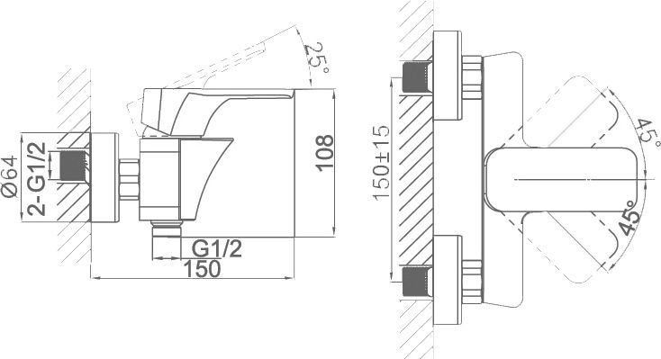 Смеситель для душа D&K  хром, черный  DA1433115 - 2