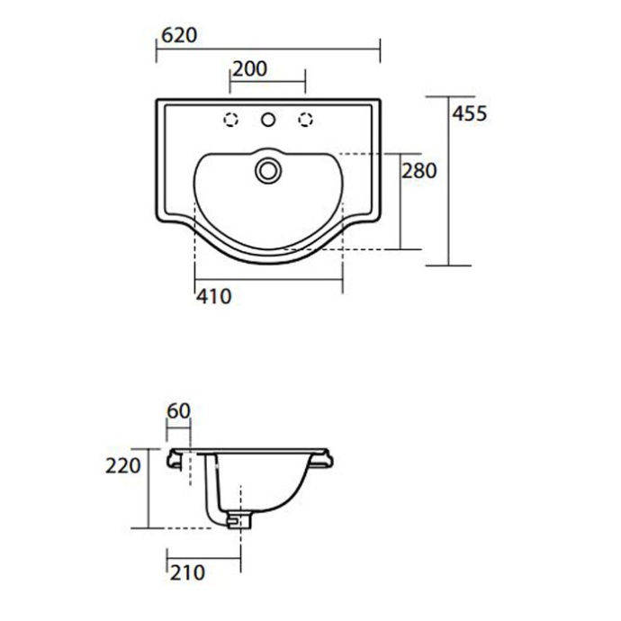 KERASAN Retro Раковина 62х45,5см с 1 отв. под смеситель, цвет белый 103001*1 - 2