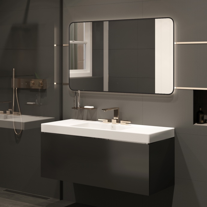 Зеркало DIWO Кострома 120 черное, с подсветкой светодиодной, прямоугольное, настенное ЗЛП1751 - 4