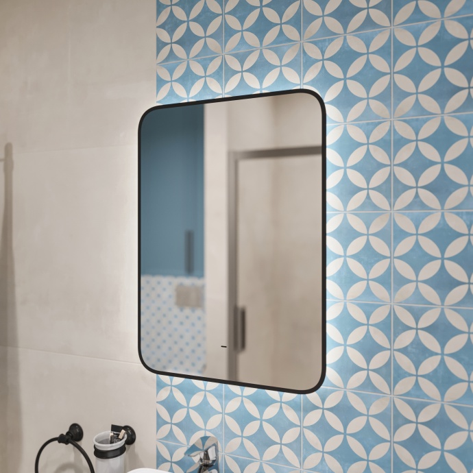 Зеркало DIWO Кострома 50 черное, с подсветкой, прямоугольное, настенное ЗЛП1750 - 2