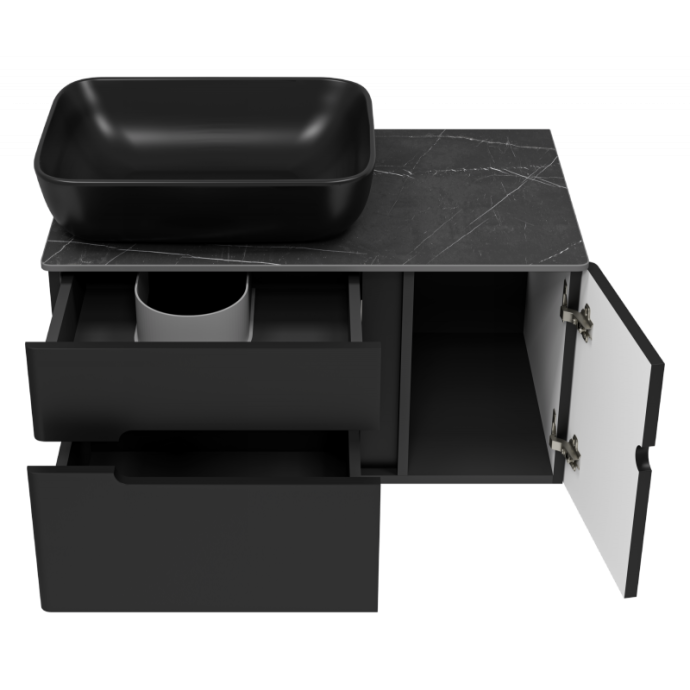 Тумба под раковину Misty Роял 80 черная матовая П-Роя-01080-021П2Я - 1