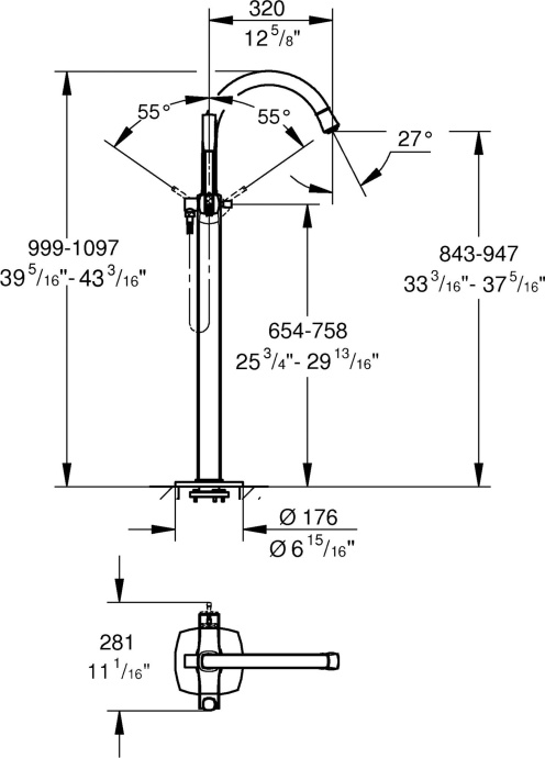 Смеситель Grohe Grandera 23318IG0 напольный - 2