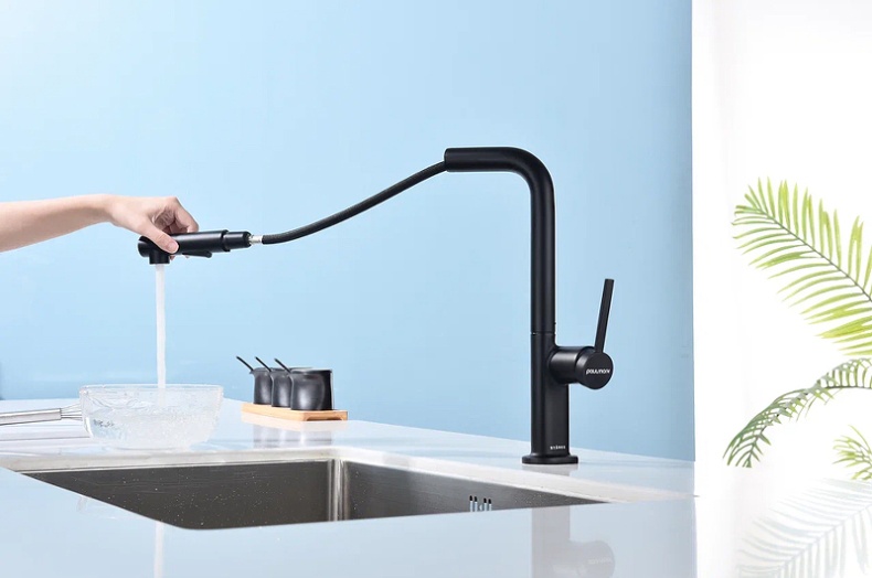 Смеситель для кухни Paulmark Neo темно серый - черный матовый Ne214419-401 - 12