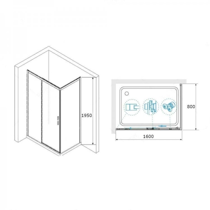 Душевой уголок RGW Leipzig LE-41B 160х80 профиль черный стекло прозрачное 34124186-014 - 2