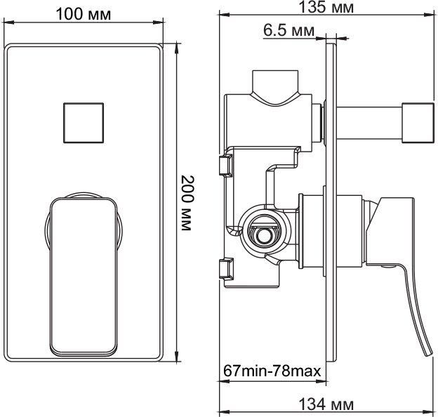 Смеситель Wasserkraft Aller 10641 С ВНУТРЕННЕЙ ЧАСТЬЮ, для ванны и душа - 5