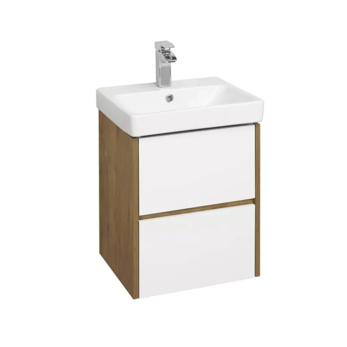 Тумба с раковиной Aquaton Сканди 45 белый - светлое дерево 1A2516K0SDZ90 - 0