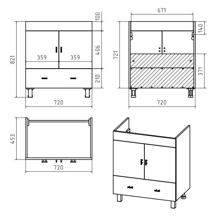 Тумба под раковину Misty Дива 75 белая П-Див01075-013Пр - 4
