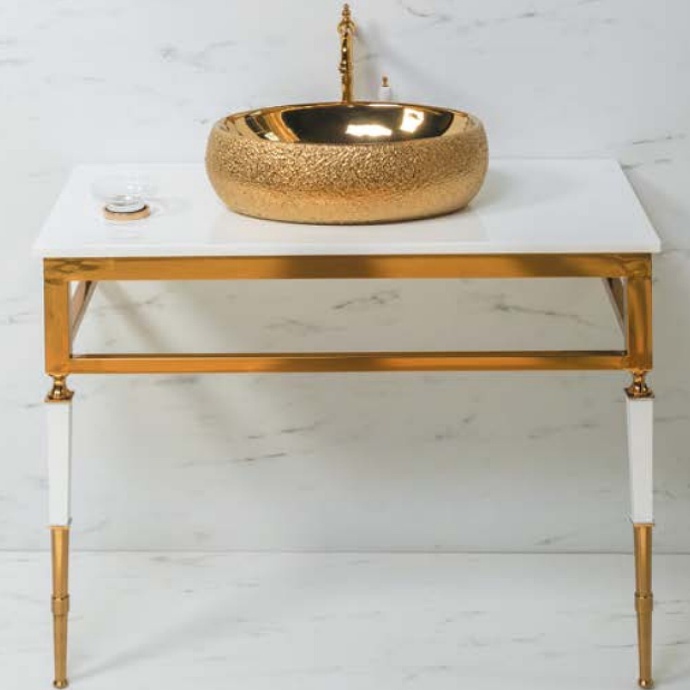 Консоль под раковину Armadi Art Vogue 100 золото - белый 890-G - 0