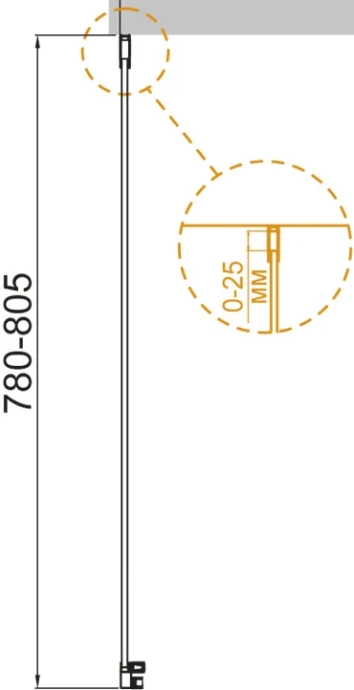 Боковая стенка Cezares Valvola 80 хром стекло прозрачное VALVOLA-80-FIX-C-Cr - 2