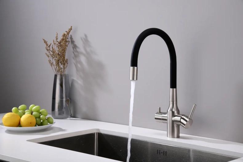 Смеситель для кухни Paulmark Salix с гибким изливом сталь - черный матовый Sa213419-NI - 2