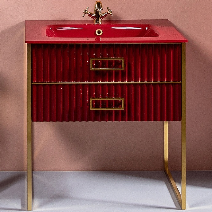 Тумба под раковину моноблок Boheme Armadi Art Monaco 80 бордо глянец - золото 866-080-RG - 0