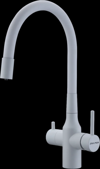 Смеситель для кухни Paulmark Salix с гибким изливом белый матовый Sa213419-431 - 0