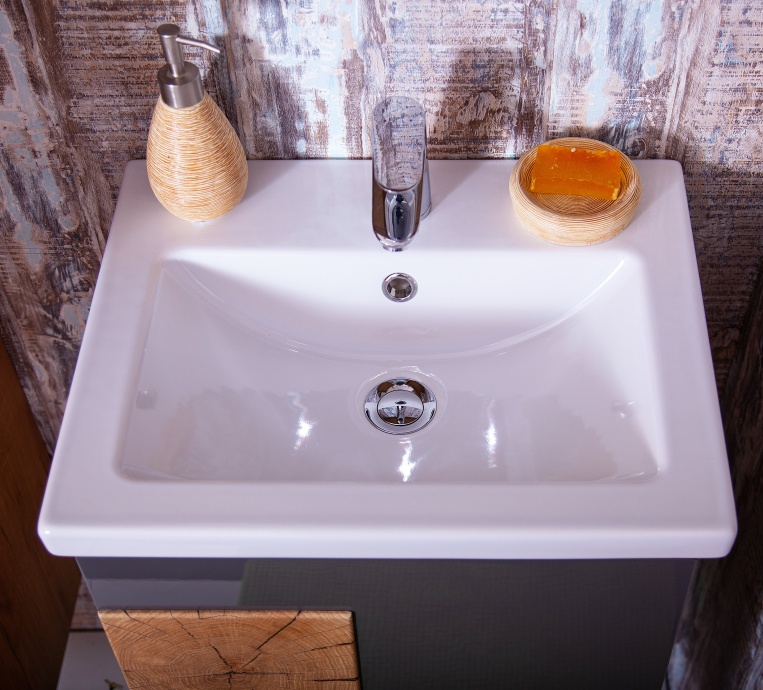 Тумба с раковиной Бриклаер Фостер 50 дуб золотой, антрацит - 7