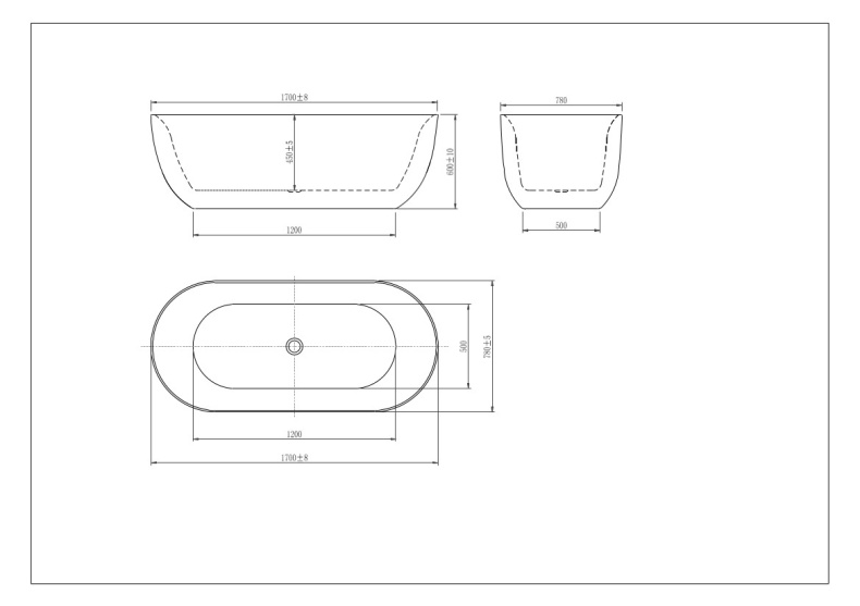 Ванна акриловая отдельностоящая AQUATEK АФИНА 1700*780*600, белый глянцевый AQ-144778BL - 1