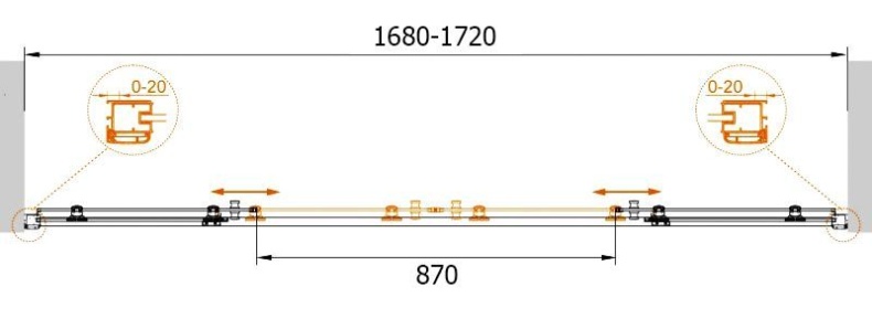 Душевая дверь в нишу Cezares Anima BF2 170 C Cr ANIMA-W-BF-2-170-C-Cr - 3