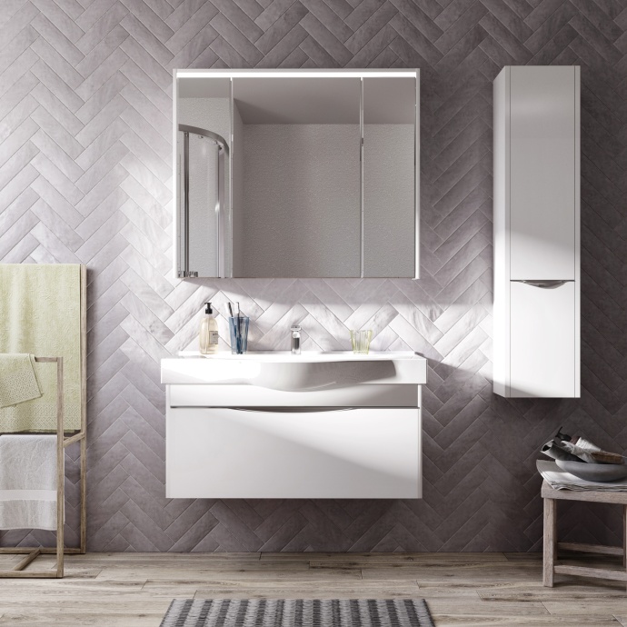 Зеркало-шкаф STWORKI Хельсинки 100 см, с подсветкой, навесной, большой,
белый, прямоугольный 1A243302HI010 - 1