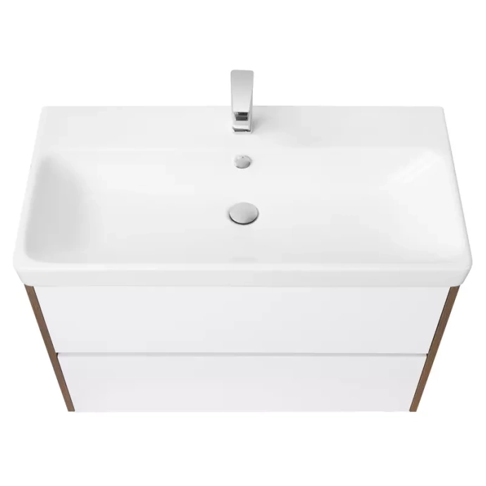 Тумба с раковиной Aquaton Сканди 90 белый - светлое дерево 1A2519K0SDZ90 - 1