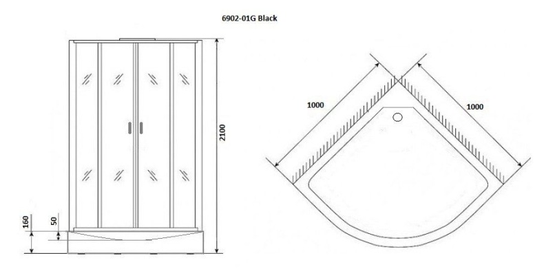 Душевая кабина Niagara Premium 100х100х210 черная NG-6902-01G BLACK 69020134GBLACK - 2