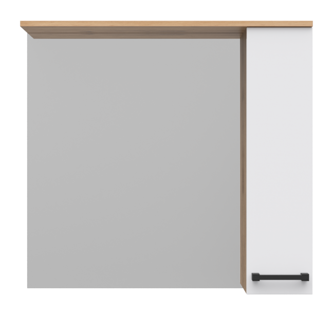 Зеркало-шкаф Misty Крафт 80 правое белое - светлое дерево П-Кра-02080-011П - 0