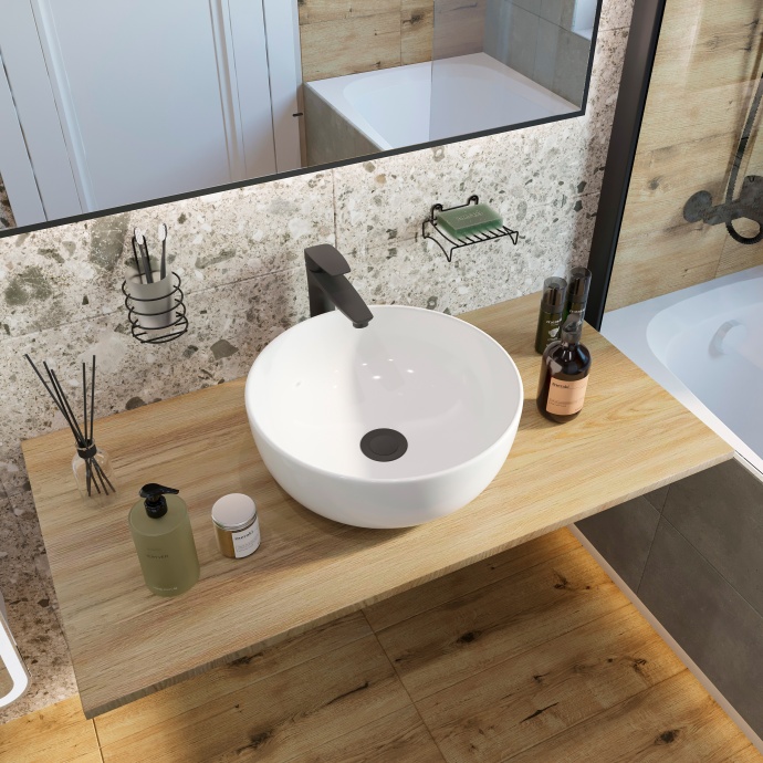 Столешница с раковиной DIWO Элиста 100 светлое дерево, с раковиной Moduo 40 RING 555256 - 3