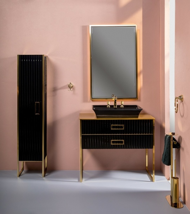 Тумба под раковину чашу Boheme Armadi Art Monaco 100 черный глянец - золото 867-100-BG - 1